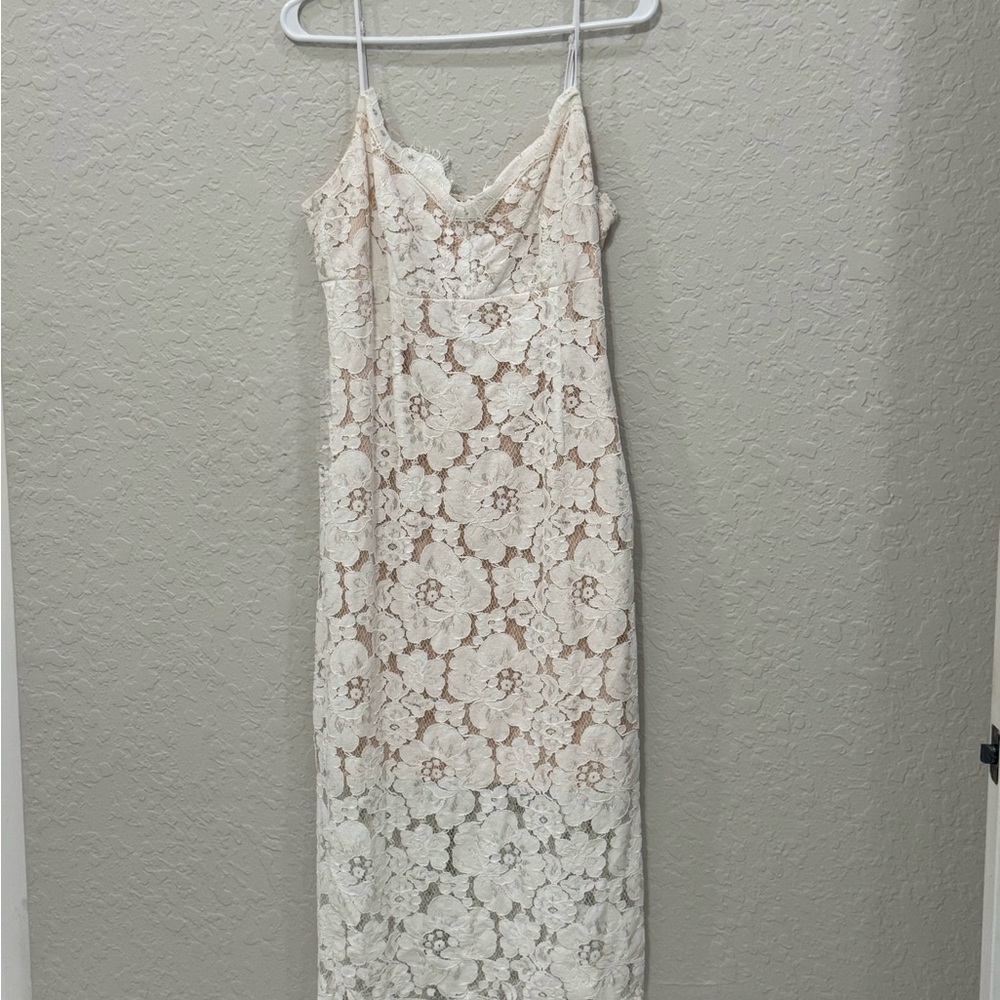 Lulu's Cream Lace Overlay Dress